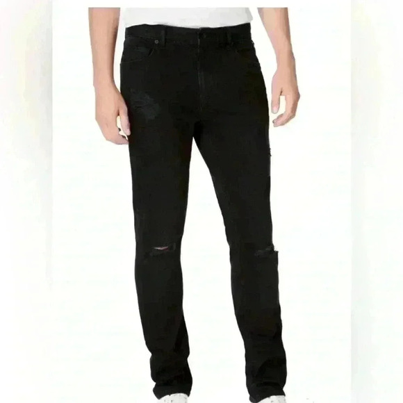 American Rag Men Jeans Shadow Dark Black 36Wx34L Slim Fit Distressed Stretch NWT - Picture 1 of 16
